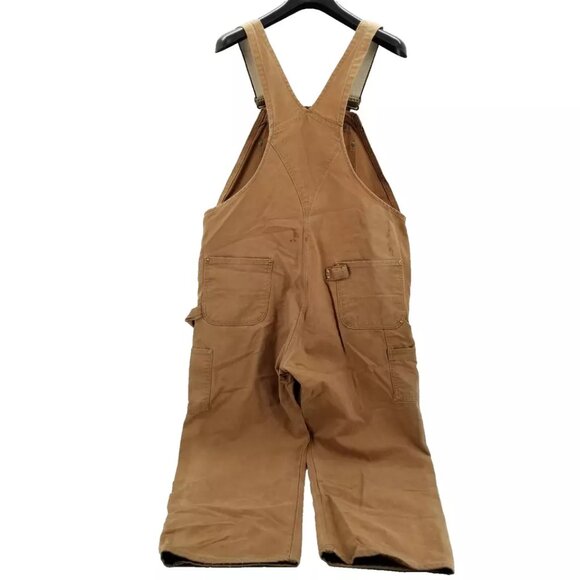 Vintage Carhartt Duck Canvas Overalls Distressed Double Knee Brown R01 42 x 30 - Picture 2 of 14